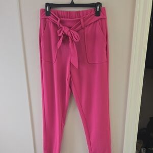 Vibrant Pink Tie-Waist Joggers